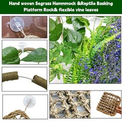 8PCS Bearded Dragon Hammock Reptile Basking Platform Rock Reptile Artificial …