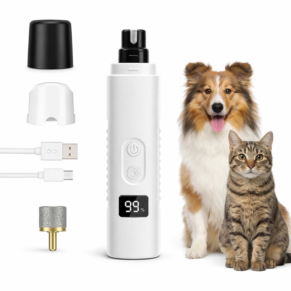 Ultra Quiet Dog Nail Grinder with LED Light, Cats & Dog Nail Trimmers, Anti-s…