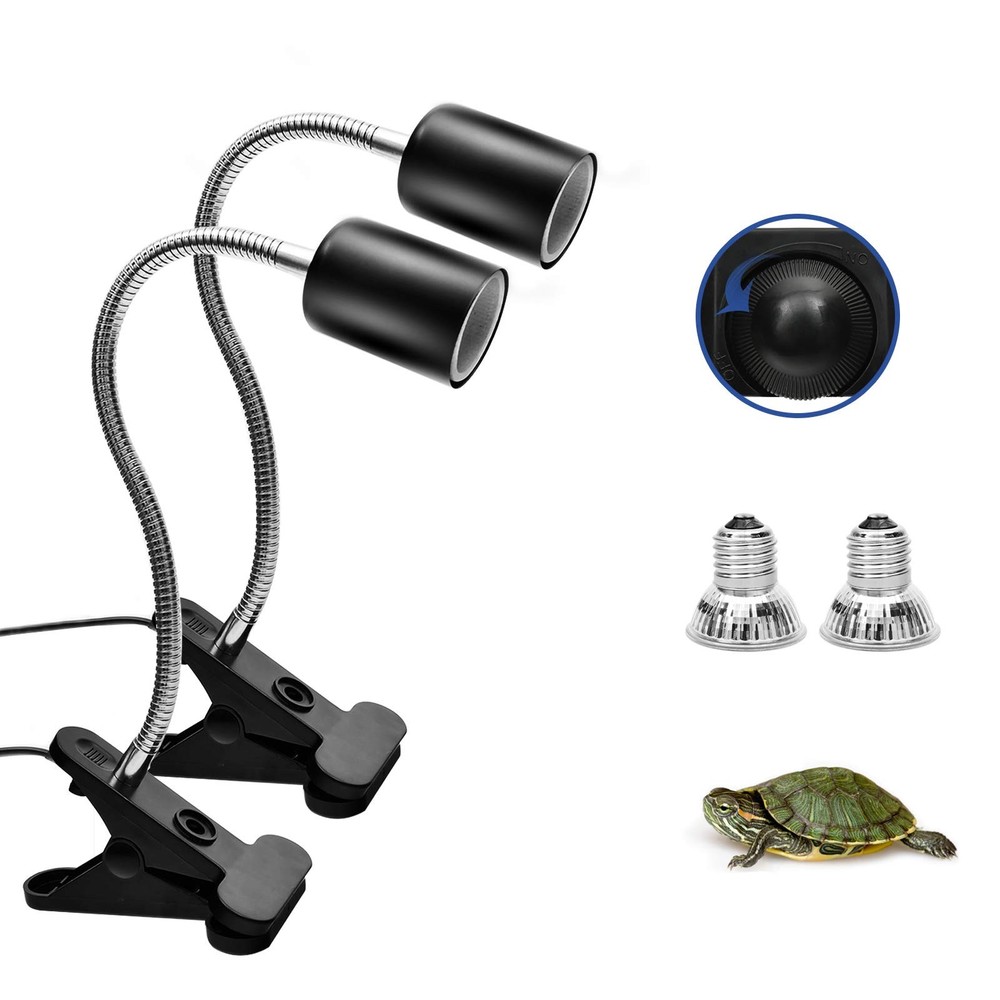 2 Pack Reptile Heat Lamps with 360° Rotatable Clips, UVA + UVB Spectrum for T…