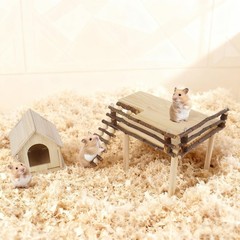 Wooden Hamster House Platform Ladder Hideout Cage Accessories Habitat Decor
