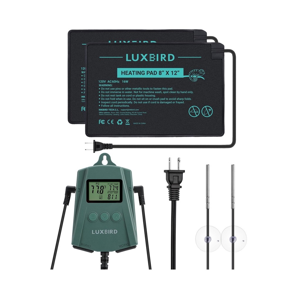 Luxbird Reptile Heating Pad 8×12 Inch with Dual Output Reptile Thermostat LB-…