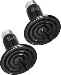 Reptile Heat Lamp 75W 2-Pack Ceramic Heat Emitter, No Light Emitting Heat Bulbs