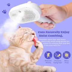 Cat Steam Brush, 3 in 1 Pet Hair Removal Tool, Self Cleaning Steamy Cat Brush…