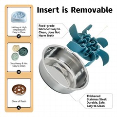 2 in 1 Slow Feeder Dog Bowl with Removeable Silicone Feeder Insert, Stainless…