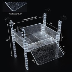 Adjustable Turtle Basking Platform With Slip-Resistant Ramp Acrylic Transparent