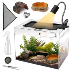 Reptile Tank Starter Kit, 8-Piece Escape-Proof Terrarium
