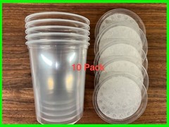 32 oz Deli Cup + Fabric Vented Lids – Insect, Invert, Feeder – 10PK