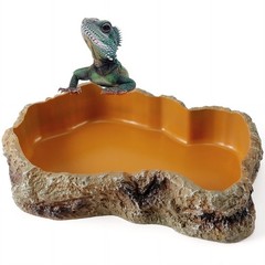 Reptile Food Water Resin Rock Bowls Lizard Gecko Worm Feeding Dish Mini