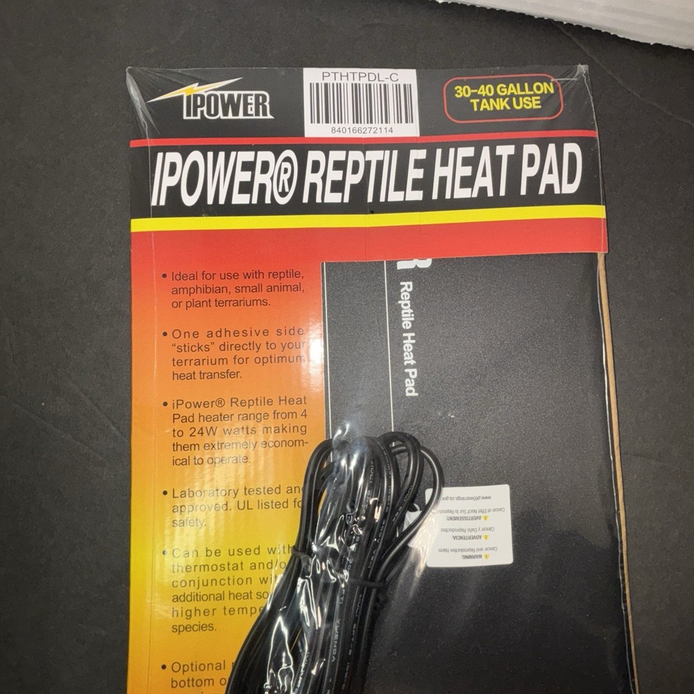 iPower Reptile Heat Pad, designed for use with 30-40 gallon tanks. New Sealed