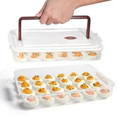 77L Deviled Egg Containers with Lid (Set of 2), Plastic Deviled Egg Tray Carr…