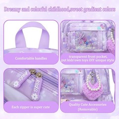 Alrisg Girls Backpack School Bag Kids 17 Inch Purple