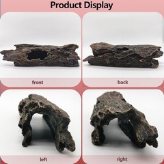 Leopard Gecko Hide, 10″ Reptile Hideout, Resin Simulated Hollow Log for Aquarium