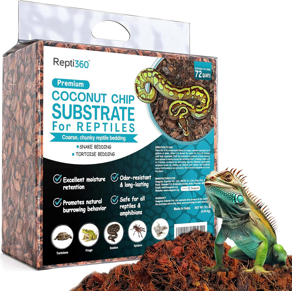 Coco Chip Substrate 72QT Reptile Bedding Ball Python Snake Terrarium
