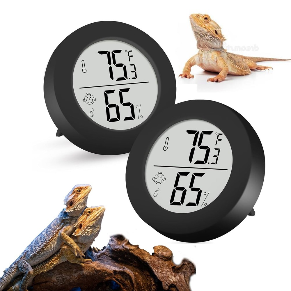 Reptile Tank Accessories, 2 Pack Bearded Dragon Tank Thermometer Humidity Gau…