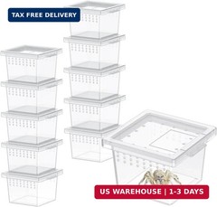 Pawfly 10 Pcs Mini Spider Terrarium Breeding Box, Transparent Plastic Jumping Sp