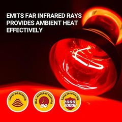 75W Reptile Heat Lamp Bulb 2PCS Infrared Heat Emitter Red Heat Lamp for Repti…