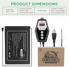 Reptile Heating Pad and Digital Thermostat Combo Set, under Tank Heater for 10-2