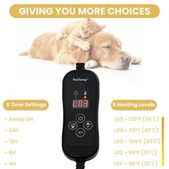 Upgraded Pet Heating Pad, 5 Adjustable Temperature & Timer, Chew-Resistant El…