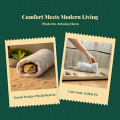 Plush Hideout Tunnel, Gecko Bedding, Snug Shelter