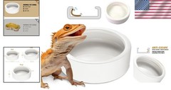 Large White Ceramic Reptile Bowl – Perfect Anti-Escape Design for Feeding