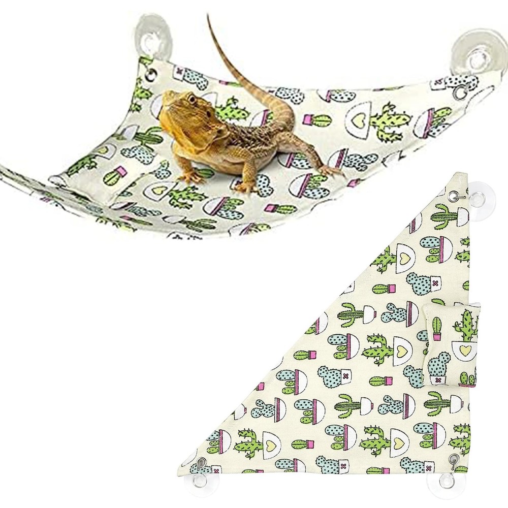 Yulaexie 2 PCS Lizard Hammock Reptile Bed Bearded Dragon Tank Beige