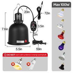 Oiibo Reptile Light Fixture with Dimming Thermostat, 5.5 Inch Deep Dome Lamp …