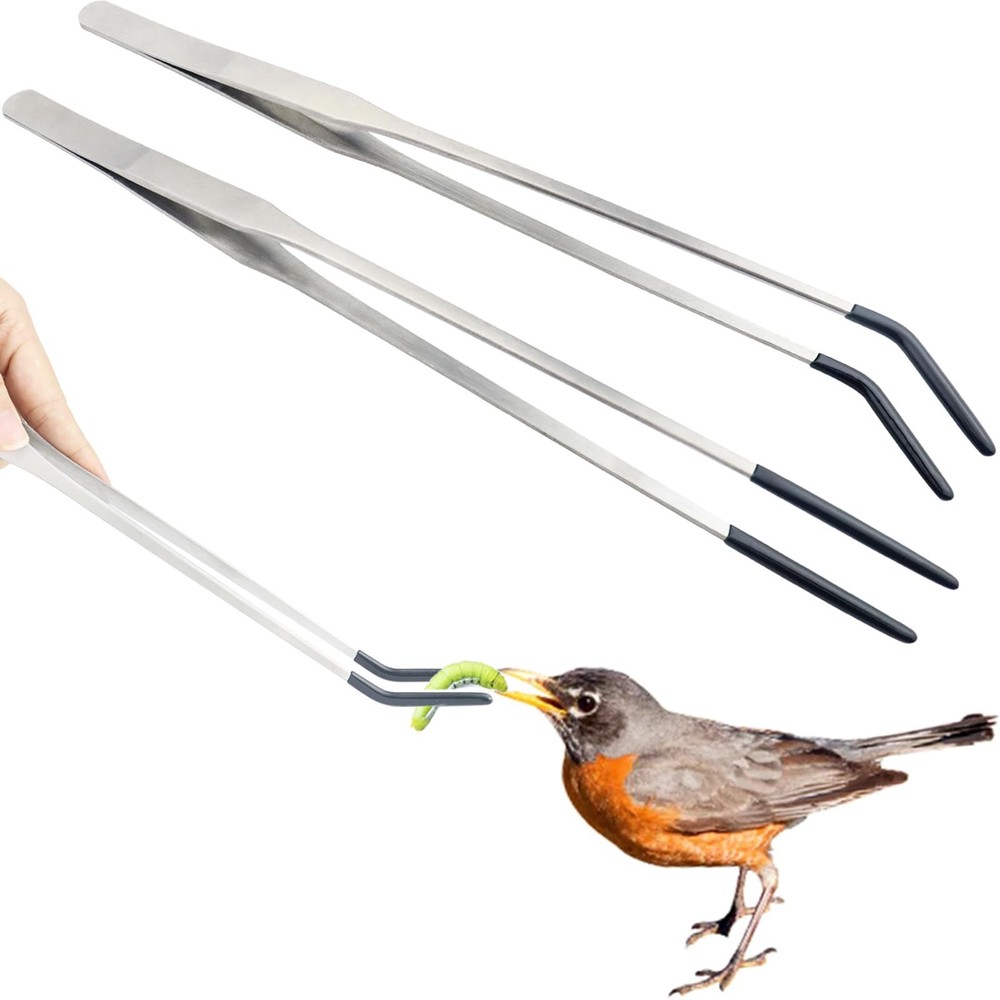 2Pcs Reptile Feeding Tong with Rubber Tip Aquarium Tweezers Stainless Steel S…