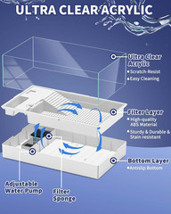 Large Turtle Tank Kit(Tank + Light + Water Pump), Acrylic Turtle Tank Starter Ki