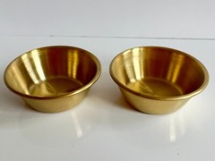 LOT 2 Stainless Steel Mini Plates Water Dish Feed Bowl Condiment Brass 3″
