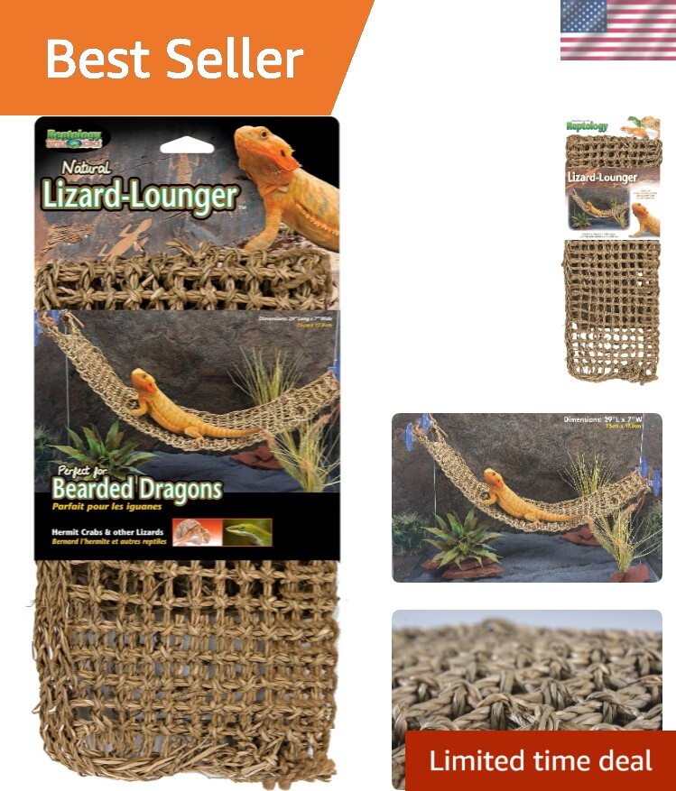 Interactive Extra Large Lizard Lounger – 100% Natural Seagrass for Reptiles