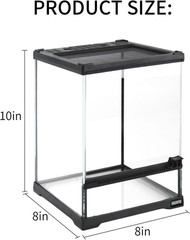 Mini Reptile Glass Terrarium Tank 8″*8″*10″ Full View with Front Opening Door,Am