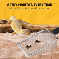 Reptile Sand Scoop, Stainless Steel Sifter for Lizard, Gecko & Snake Habitat,