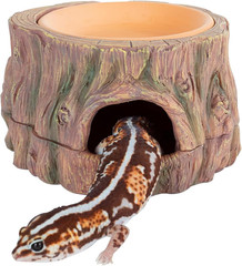 3 in 1 Reptile Hide Cave with Detachable Base & Humidity Dish, Essential Tank Te