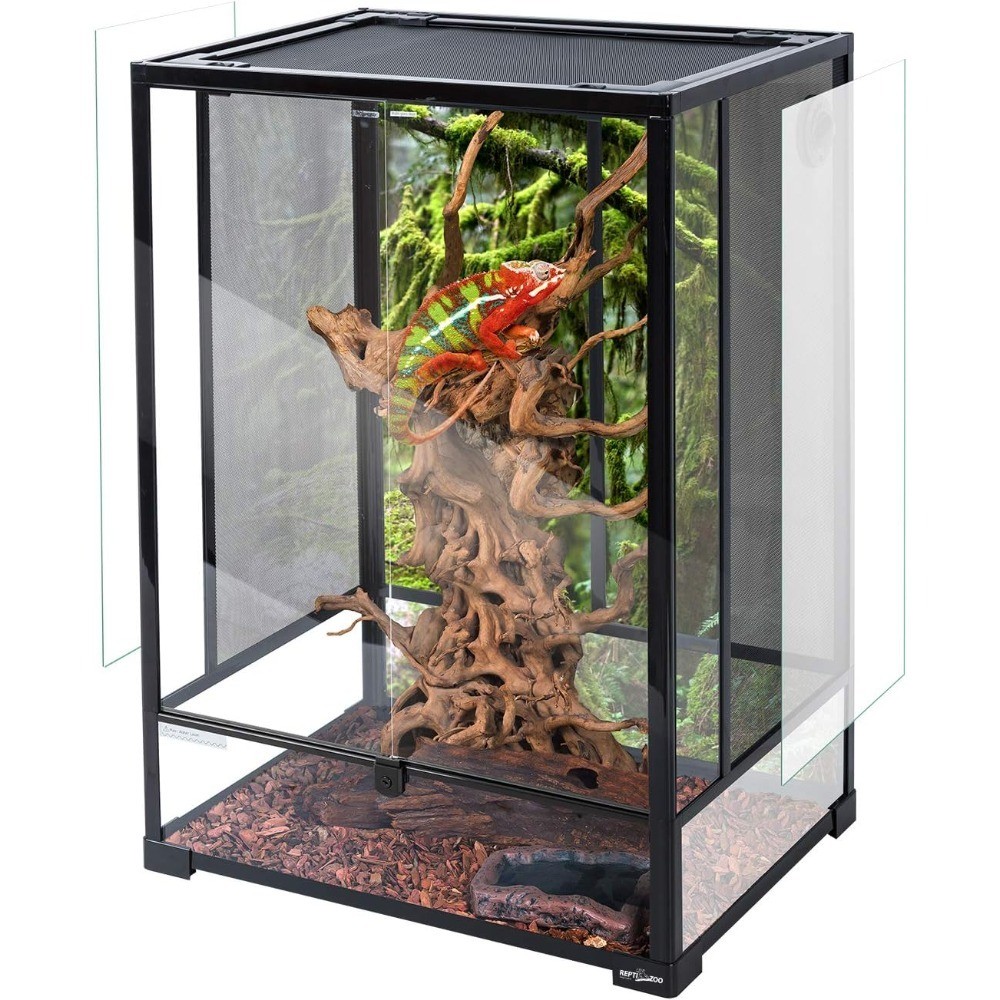 24 x 18 x 36 Inch Tall Glass Reptarium with Double Hinge Front Doors Screen Top