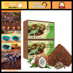 2 Pack Coconut Fiber Substrate for Reptiles – Compressed Coconut Husk Bedding fo