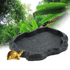 Reptile Rock Food Water Dish Feeder Bowl Aquarium Ornament 18x14x2 Centimeter