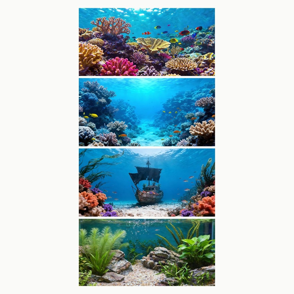 4 Pack Aquarium Background, 24×12 Inch Polyester Cloth Decor for Fish Tank, S…