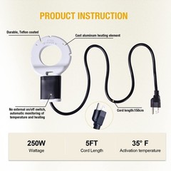 250W Chicken Water Heater, Submersible Bucket Heater Deicer for 5 Gallon, Hea…