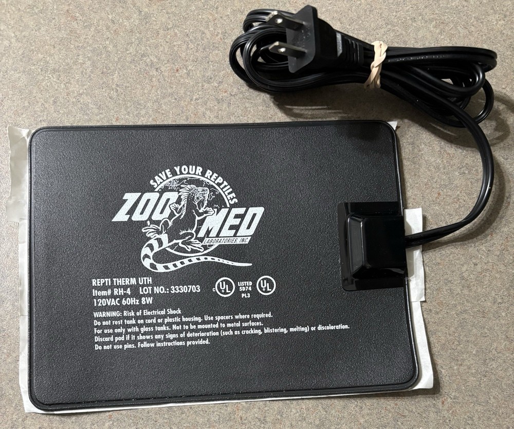 Zoo Med Repti Therm UTH RH-4 Under or Side Heater 10-20 Gallon Tank Terrarium