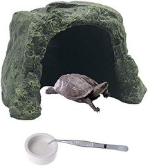 Large Reptile Hideout Cave,Resin Tortoise Hide Rock Turtle Hideaway House Lizard