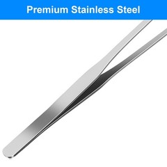 2 Pcs Reptile Feeding Tongs 10.6 Inch Straight and Curved Stainless Set