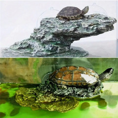 Imitation stone design resin turtle sunbathe crawling platform aquarium decor