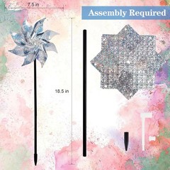 Hausse 10 Pack Reflective Pinwheels with Stakes (Assembly Required), Extra Spark