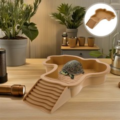 Large Reptile Bathing Pool: Reptile Feeding Dish Water Bowl With Ramp Aquarium