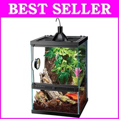 Glass Terrarium Starter Kit with Mini Halogen – For Crested Geckos & Tree Frogs#