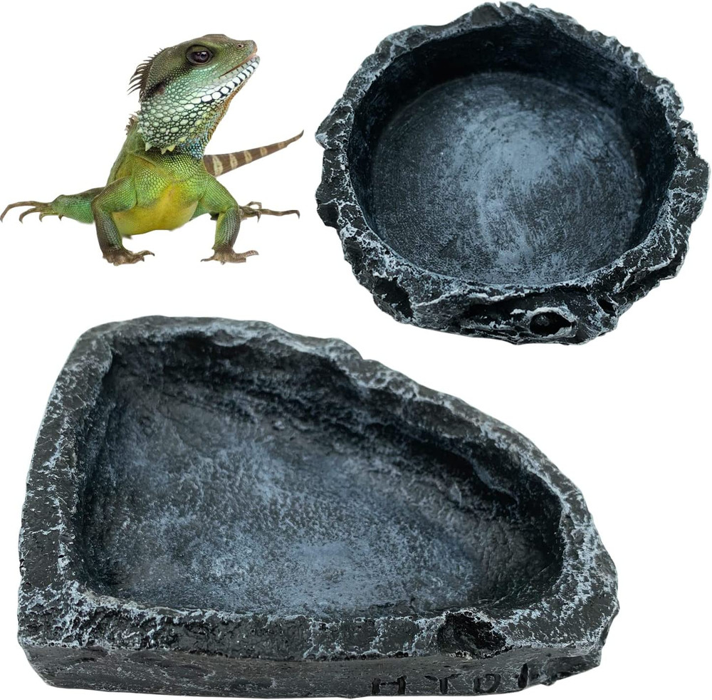 2 Pack Reptile Feeding Dish Corner Bowl, Reptile Water Dish Food Bowl Feeding Te
