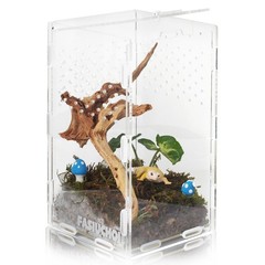 Small Acrylic Terrarium 4.7×4.7×7.8 inch, Transparent Reptile Enclosure Habit…