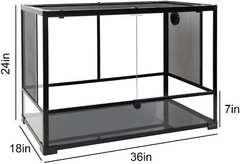 Reptile temperglass Terrarium,Hinge Doors with Screen Ventilation 36”W 18”H 24”D