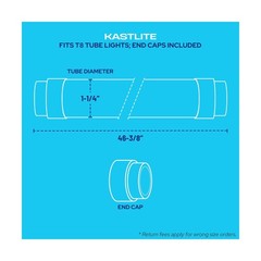 KASTLITE T8 Fluorescent Light Tube Guard with End Caps, 46-3/8″ Fluorescent L…