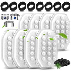 8 Pack Cat Water Fountain Filters with 8 Pack Pre-Filter Sponges Set for 3.2L…